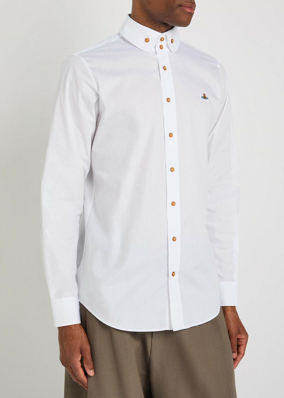 Vivienne Westwood Krall Logo-embroidered Cotton-poplin Shirt White