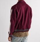 AMIRI - Logo-Embroidered Appliquéd Fleece Bomber Jacket - Burgundy