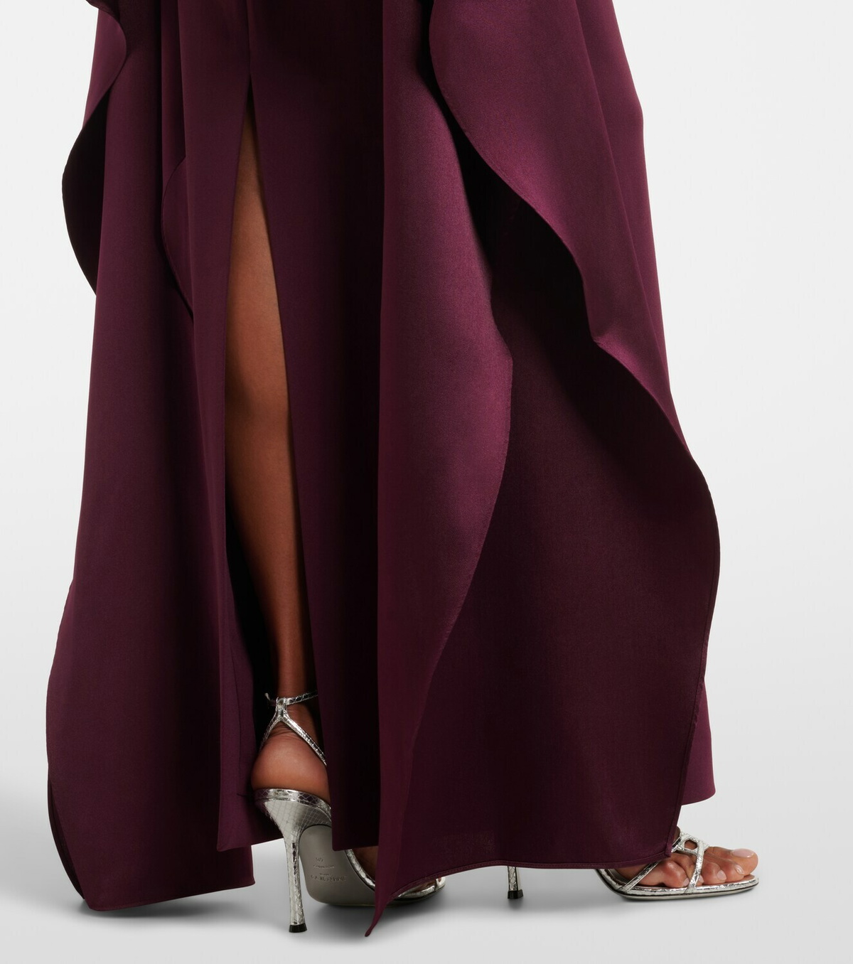 Solace London Astria off-shoulder satin-trimmed gown