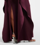 Solace London Astria off-shoulder satin-trimmed gown