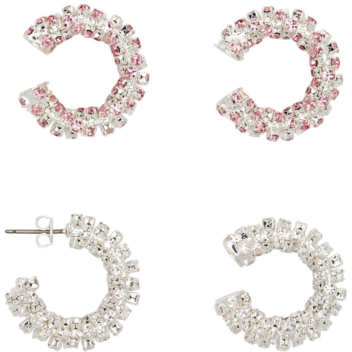 Photo: Magda Butrym Silver & Pink Four-Set Hoop Earrings