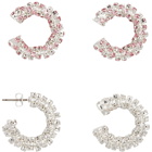Magda Butrym Silver & Pink Four-Set Hoop Earrings