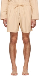 Tekla Beige Organic Cotton Pyjama Shorts