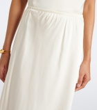Vince Lace-trimmed satin midi skirt