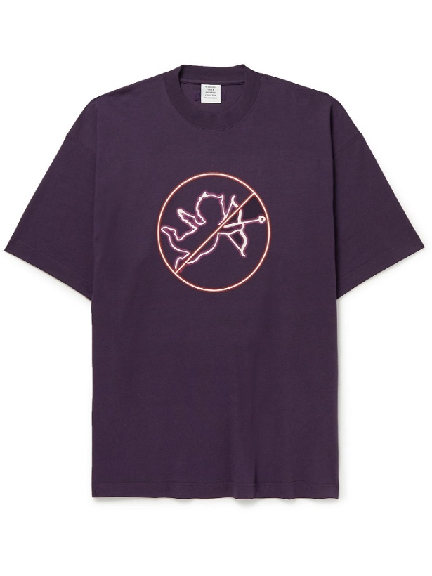 Photo: VETEMENTS - Oversized Printed Cotton-Jersey T-Shirt - Purple