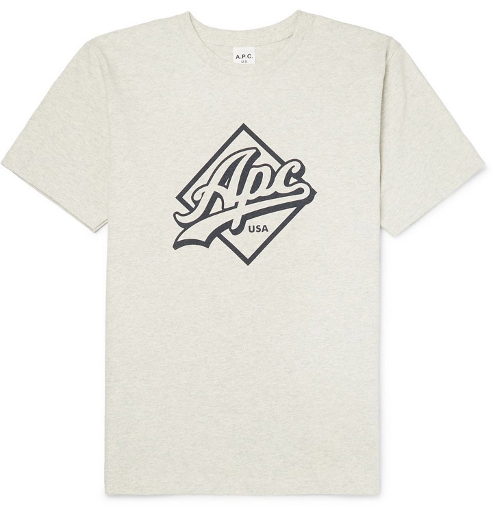 Photo: A.P.C. - Gabriel Logo-Print Mélange Cotton-Blend Jersey T-Shirt - Men - Gray