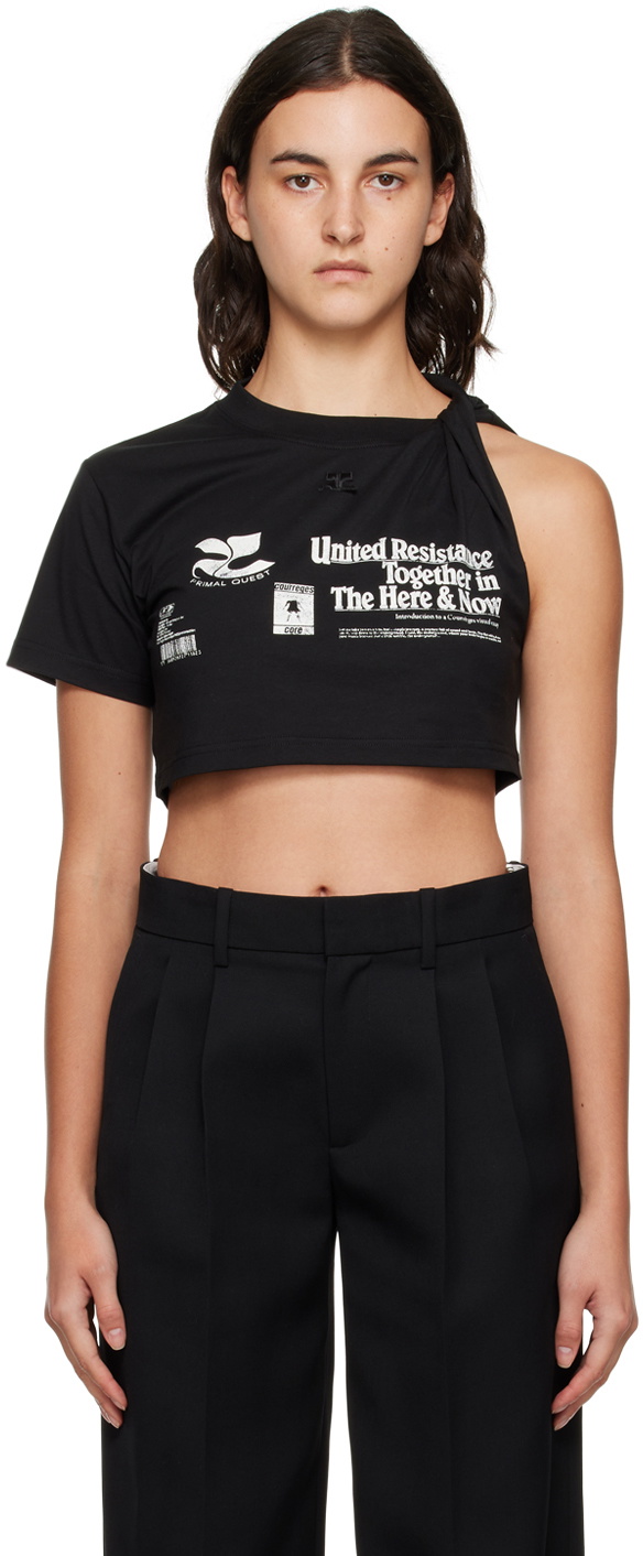 M*♡様 Courreges Cropped T-shirt Courrèges Black Cropped T-Shirt Courreges