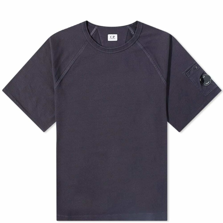 Photo: C.P. Company Men's Arm Lens Raglan T-Shirt in Total Eclipse