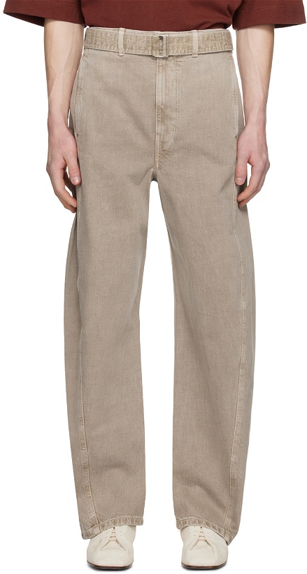 Photo: LEMAIRE Taupe Twisted Belted Jeans