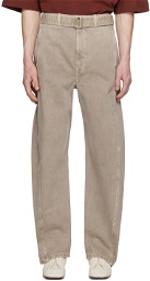 LEMAIRE Taupe Twisted Belted Jeans