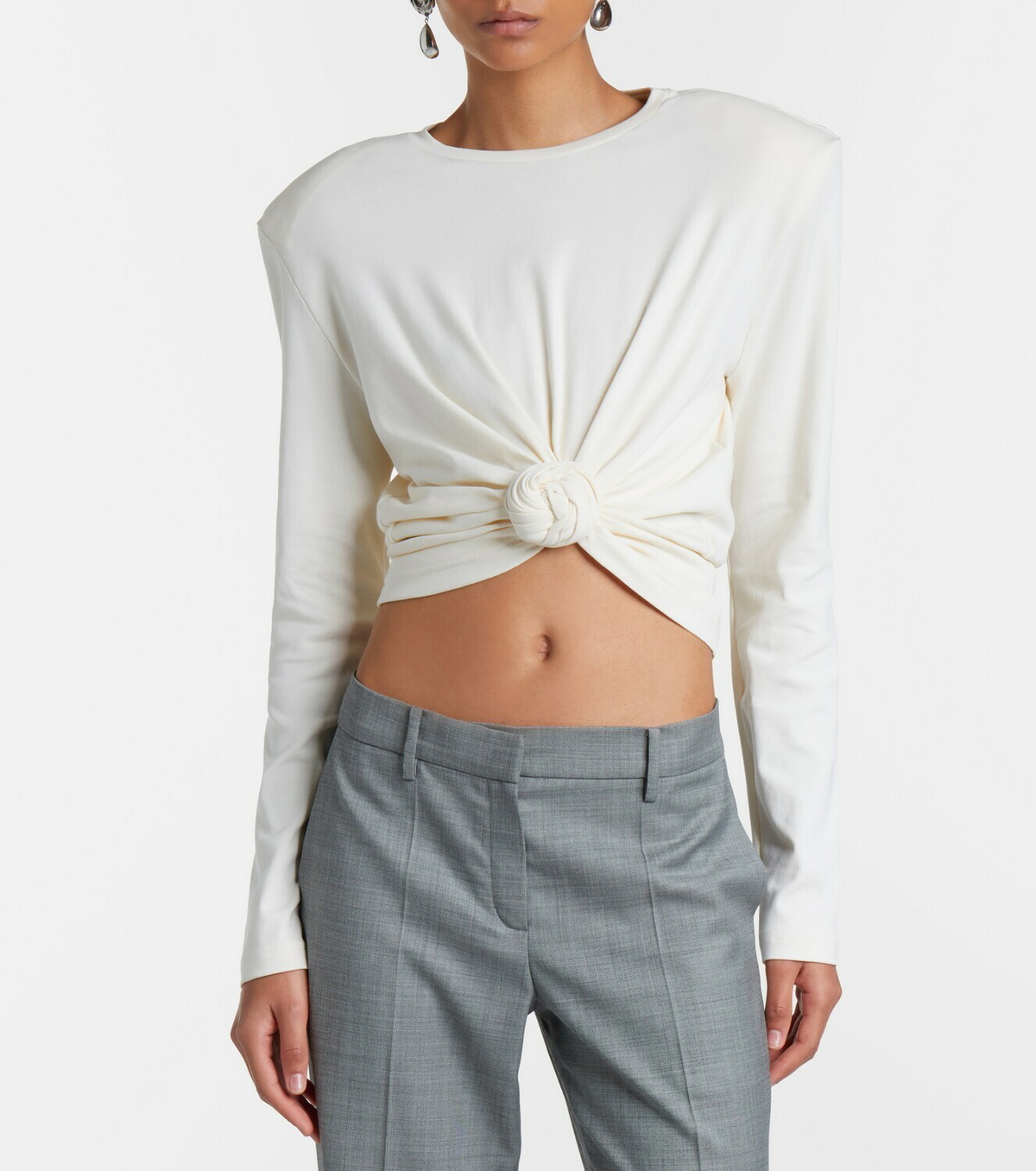 Magda Butrym Cropped cotton-blend jersey top