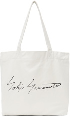 Yohji Yamamoto White 'discord' Logo Tote