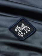 thisisneverthat - Appliquéd Logo-Embroidered Satin-Twill Bomber Jacket - Blue
