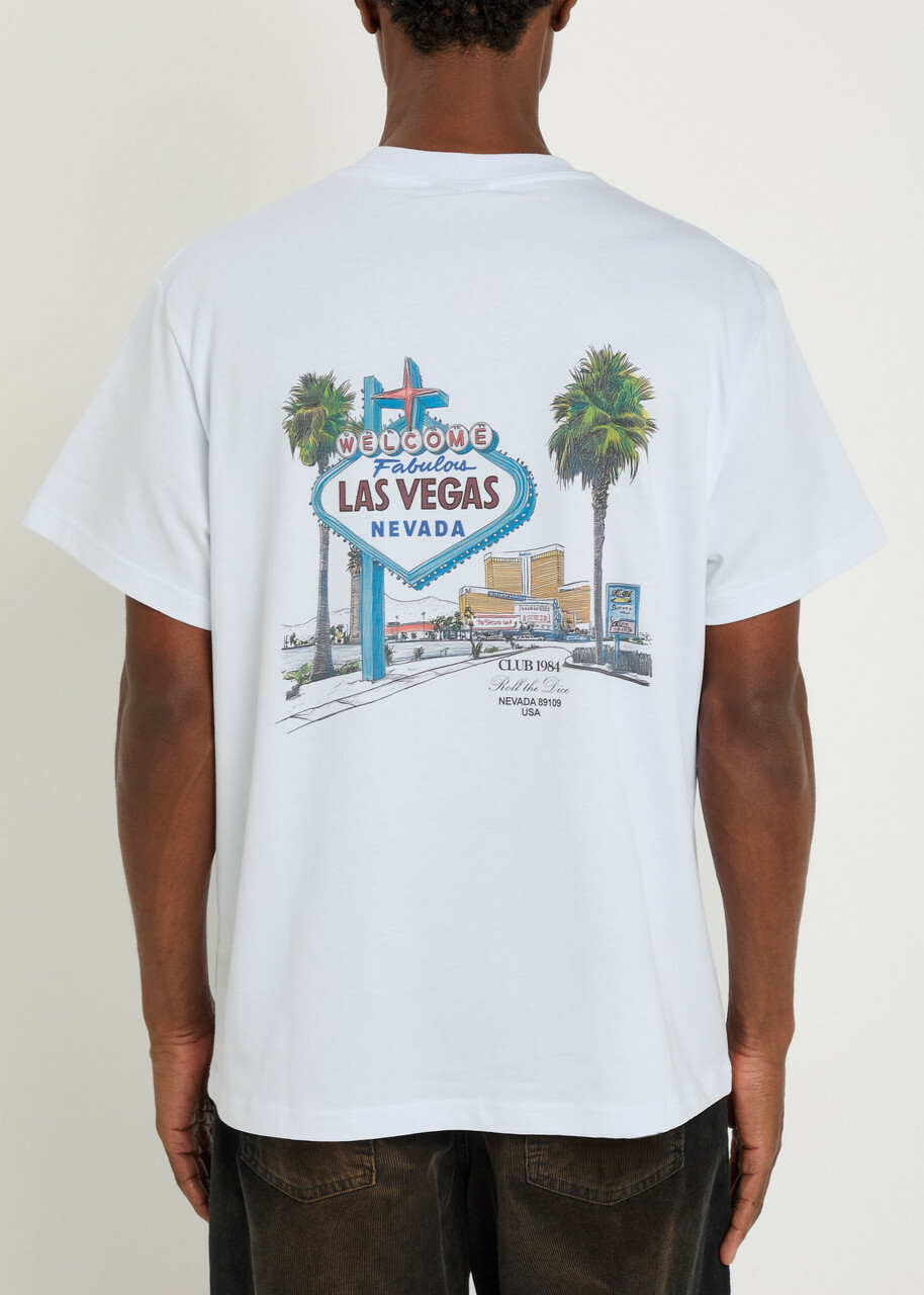 Club 1984 Welcome To Vegas Printed Cotton T-shirt White