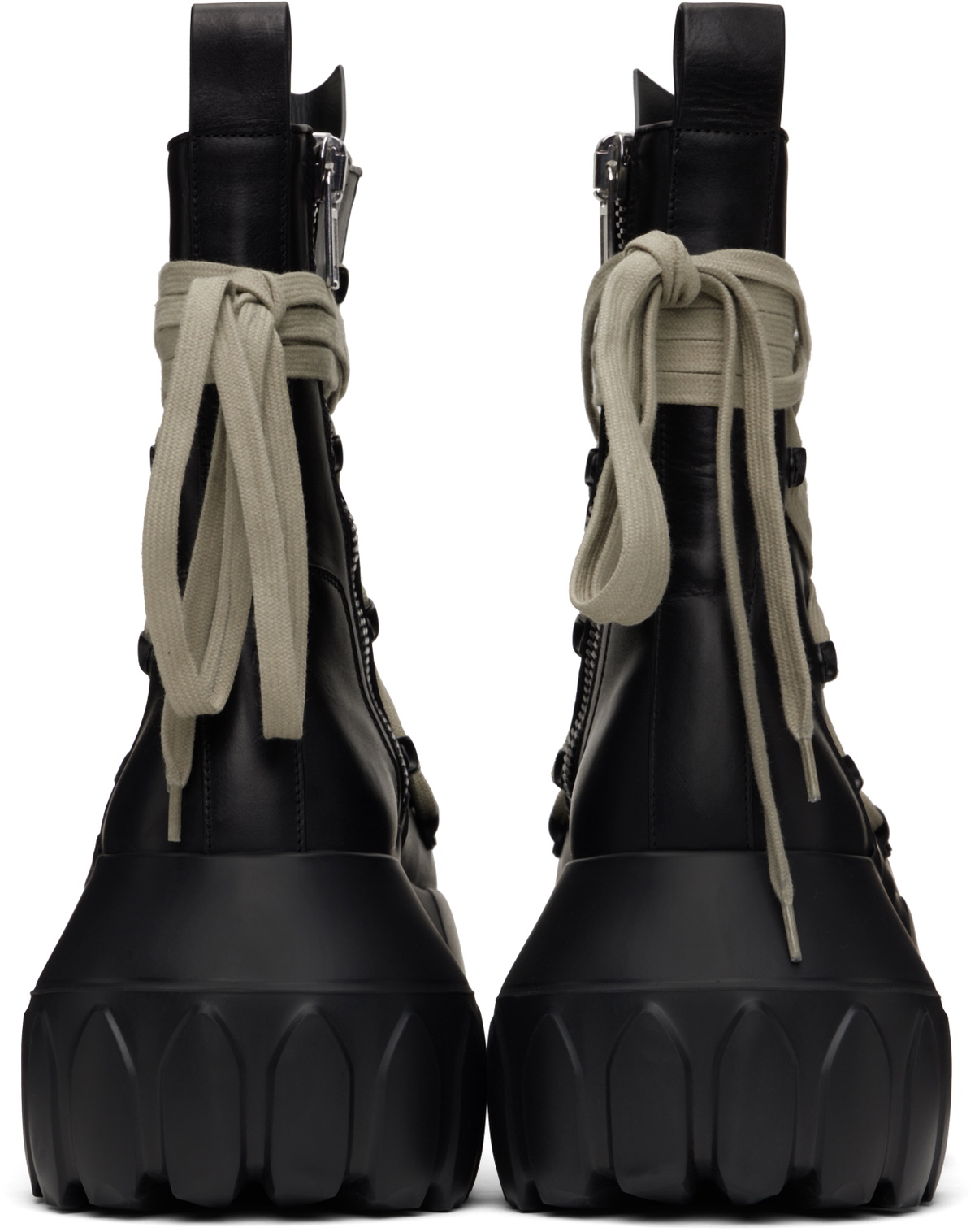 Rick Owens Black Hollywood Megalaced Mega Tractor Boots Rick Owens