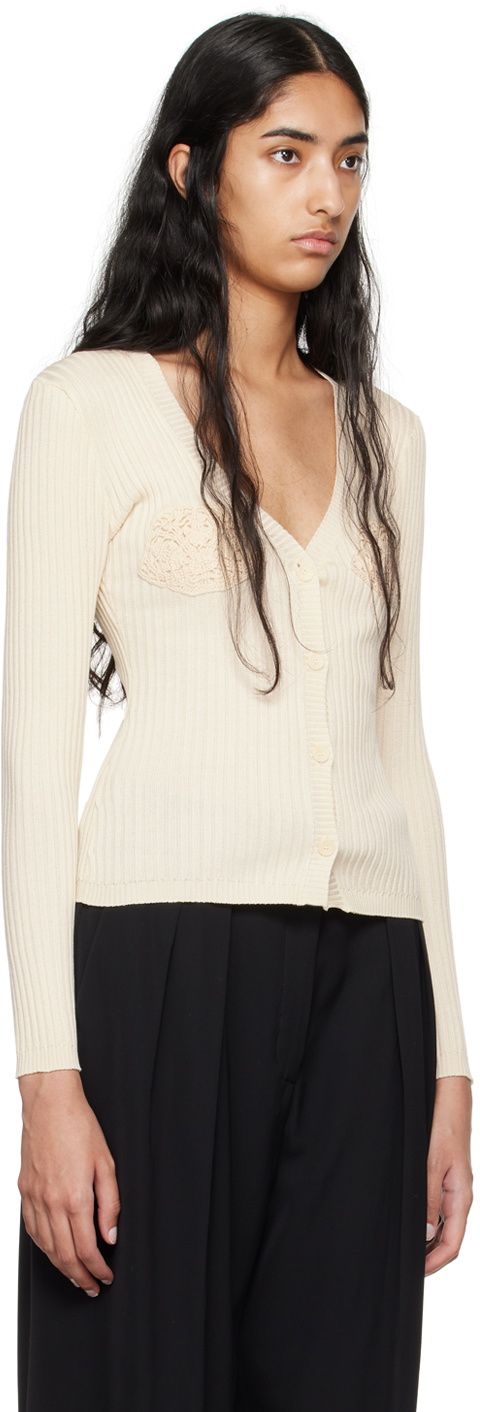 Magda Butrym Off-White Crochet Bra Cardigan