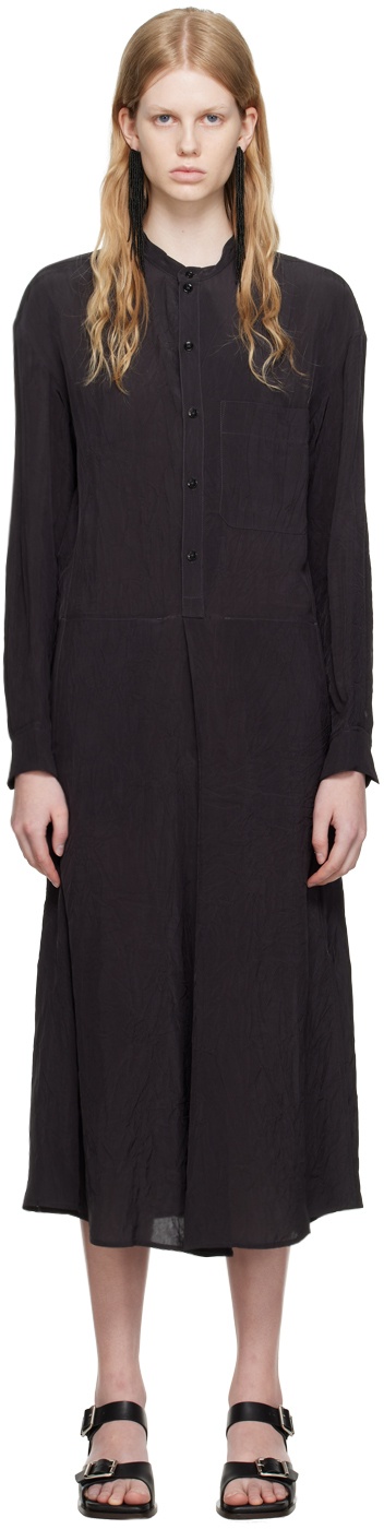 LEMAIRE Black Gusset Collar Shirt Midi Dress Lemaire