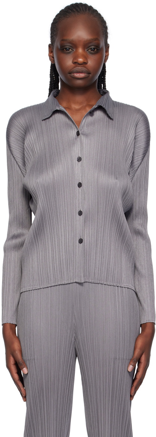 Pleats Please Issey Miyake Gray Basics Blouse Pleats Please Issey