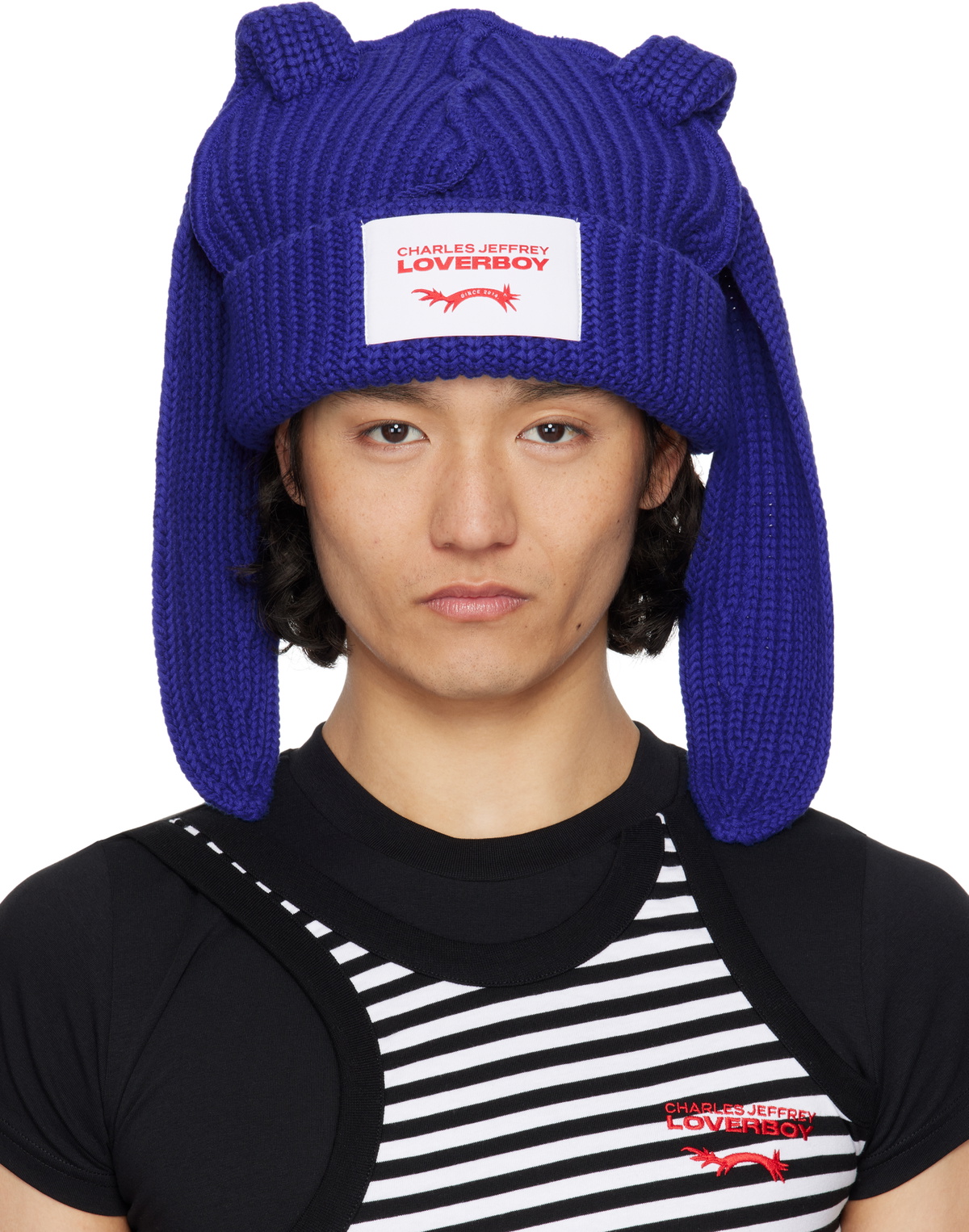 Charles Jeffrey LOVERBOY Blue Chunky Rabbit Beanie Charles Jeffrey