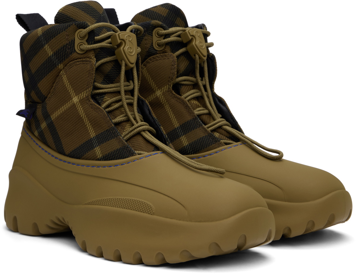 Burberry Khaki Check Scoot Trek Boots