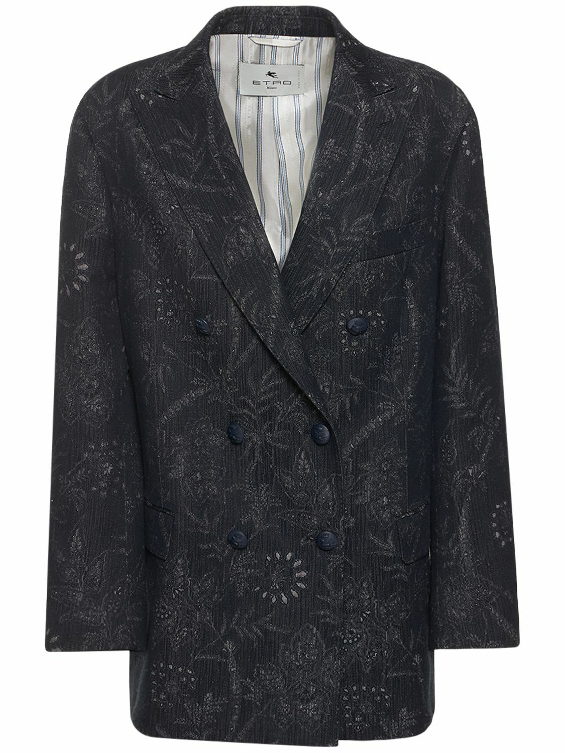 ETRO graphic-print single-breasted blazer - Grey