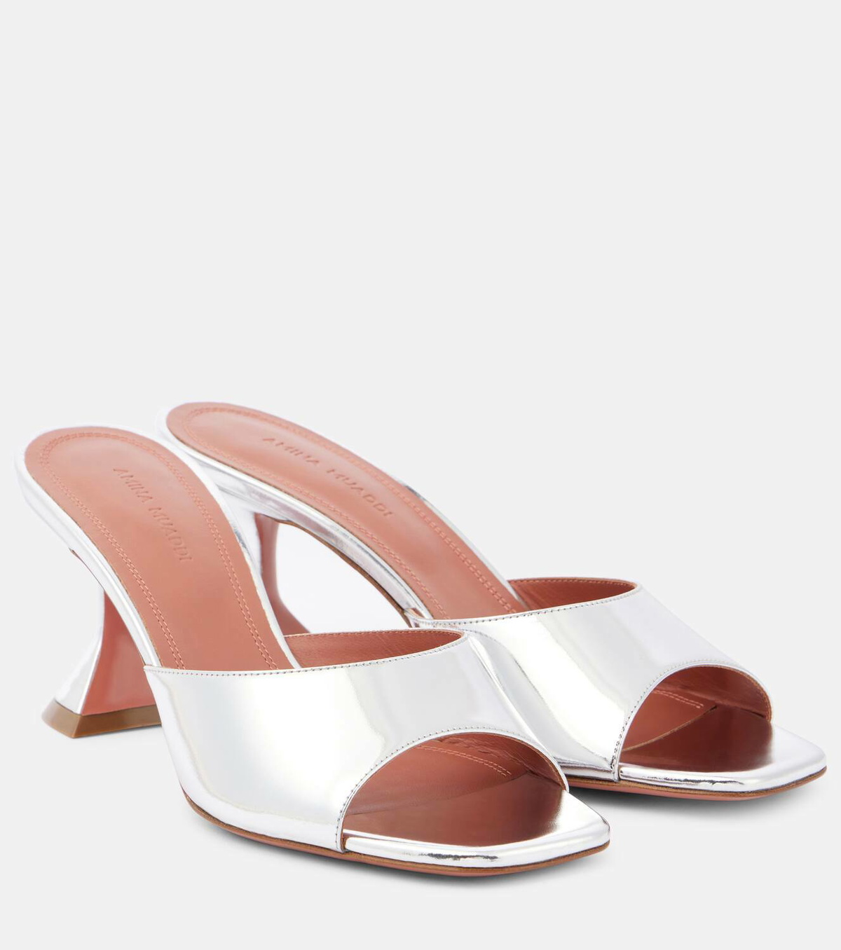 Amina Muaddi Lupita 70 mirrored leather mules Amina Muaddi