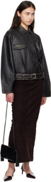 St. Agni Black Brushed Belted Leather Jacket