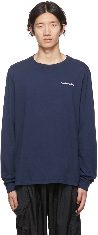 Photo: Outdoor Voices Navy Cotton Long Sleeve T-Shirt