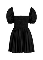 Matteau Smocked Cotton Mini Dress Black