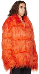 Anna Sui SSENSE Exclusive Orange Faux-Fur Coat