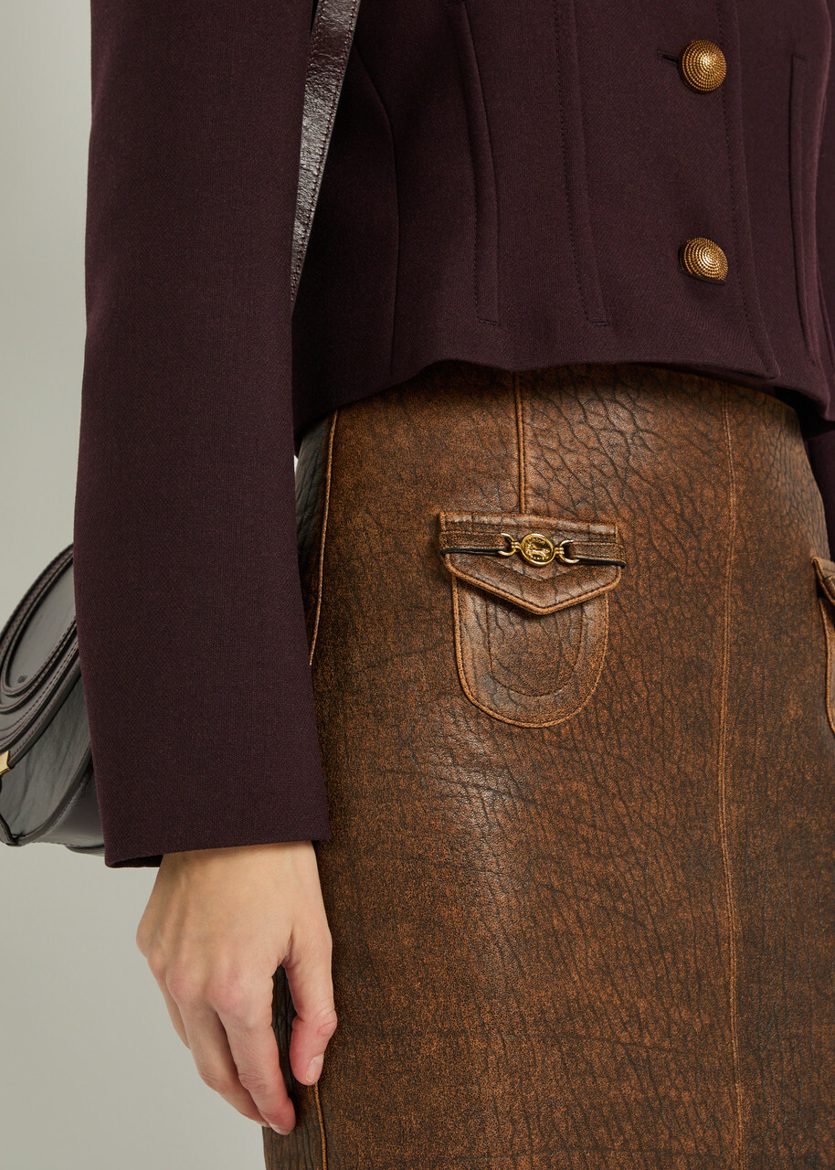 Chloe Leather Midi Skirt Brown