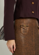 Chloe Leather Midi Skirt Brown