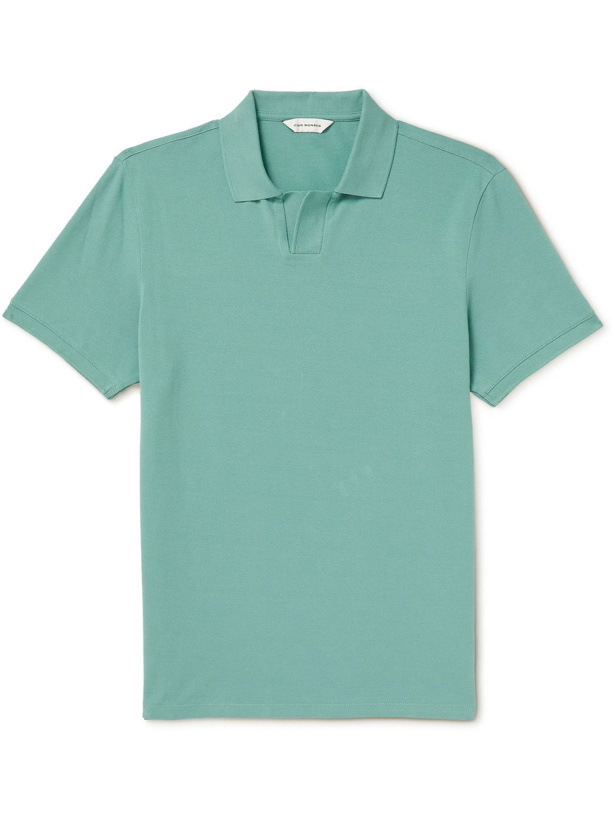 Photo: Club Monaco - Johnny Cotton-Blend Piqué Polo Shirt - Blue