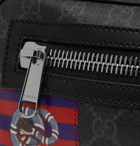 Gucci - Appliquéd Leather-Trimmed Monogrammed Coated-Canvas Belt Bag - Black