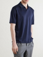 Herno - Open-Collar Cotton Polo Shirt - Blue