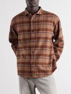 A.PRESSE - Checked Cotton and Silk-Blend Twill Shirt - Brown