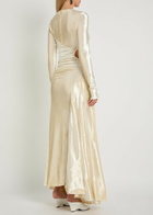 Rabanne Embellished Velour Gown Beige