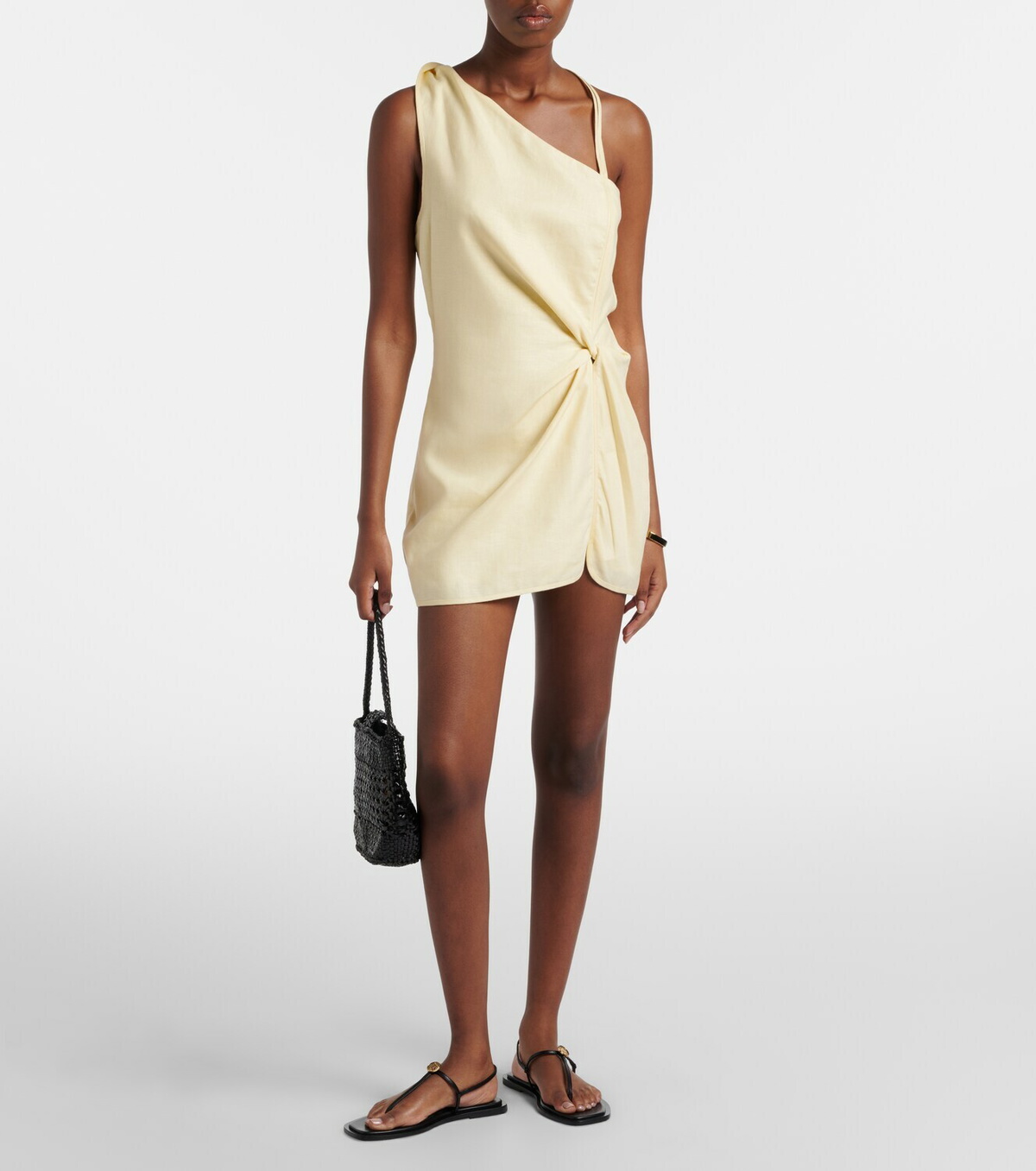 SIR Gathered halterneck linen minidress