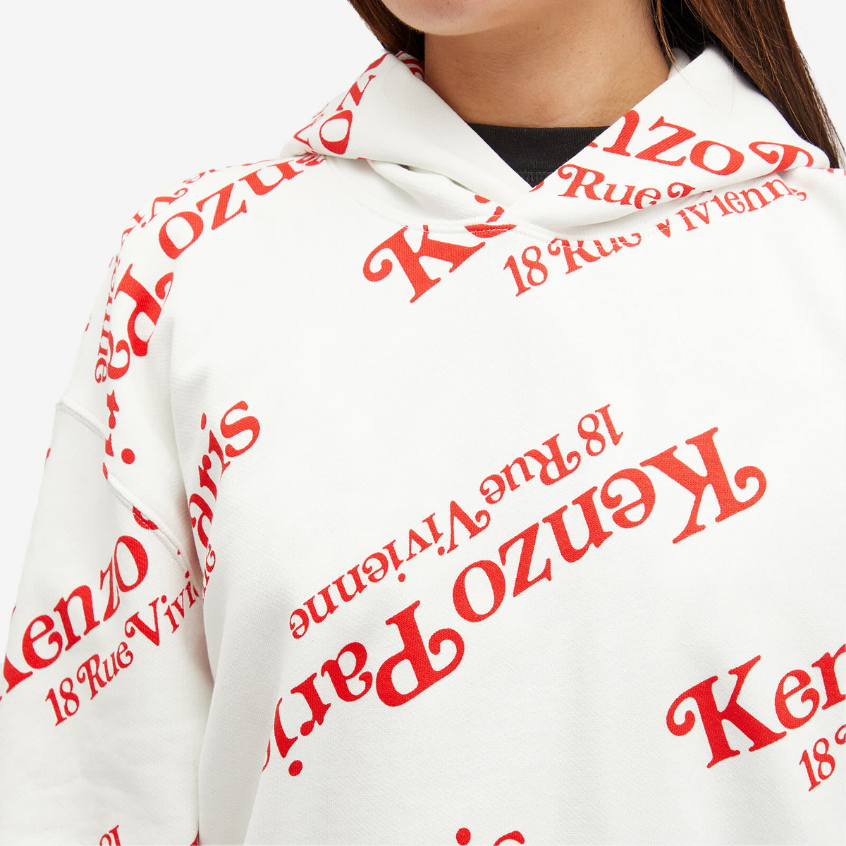 Kenzo Paris Women's Kenzo Verdy Logo Hoodie in Off-White Kenzo