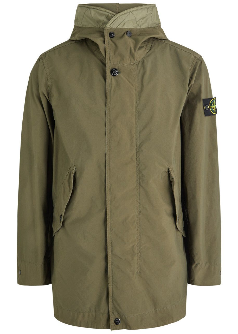 Stone Island Light Compact Shell Parka Coat Green Stone Island