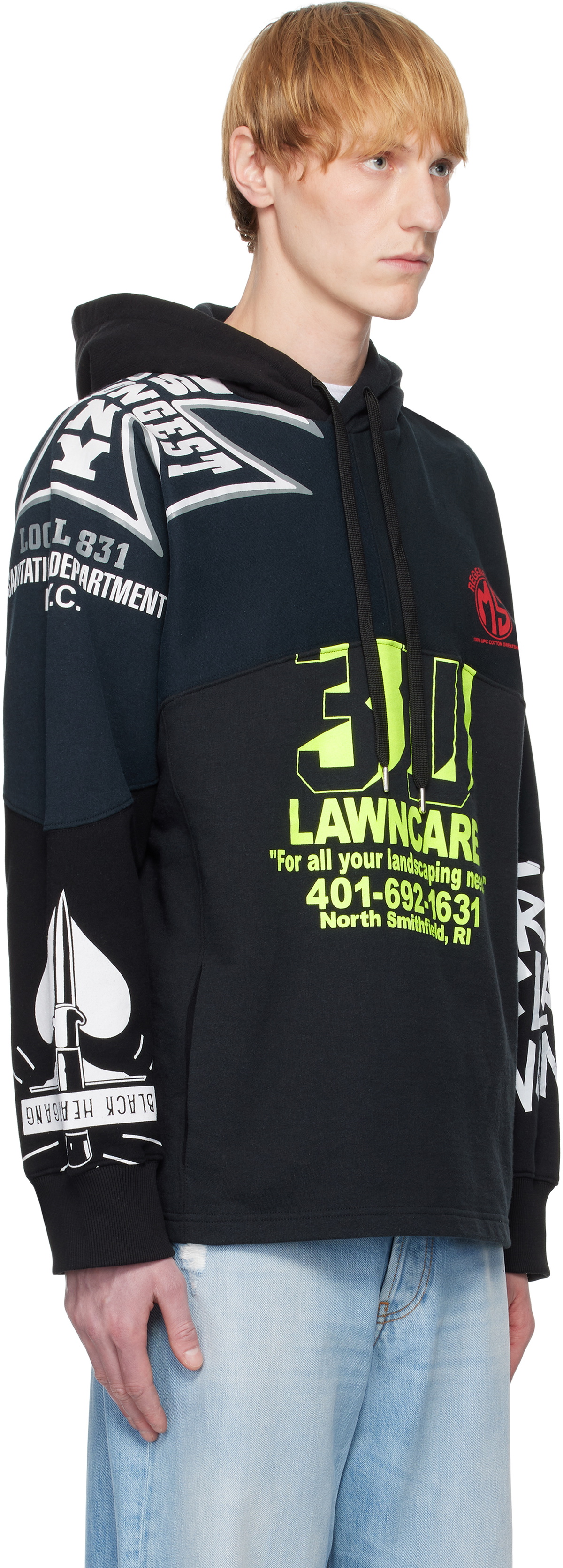 Marine Serre Black Regenerated Graphic Sweatshirts Hoodie