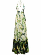 ROBERTO CAVALLI Printed Silk Chiffon Self-tie Maxi Dress