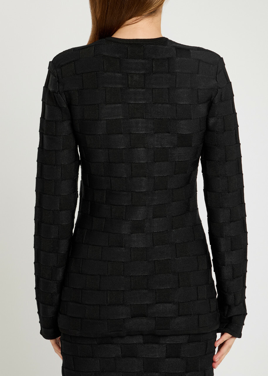 Tove Uma Checked Knit Cardigan Black