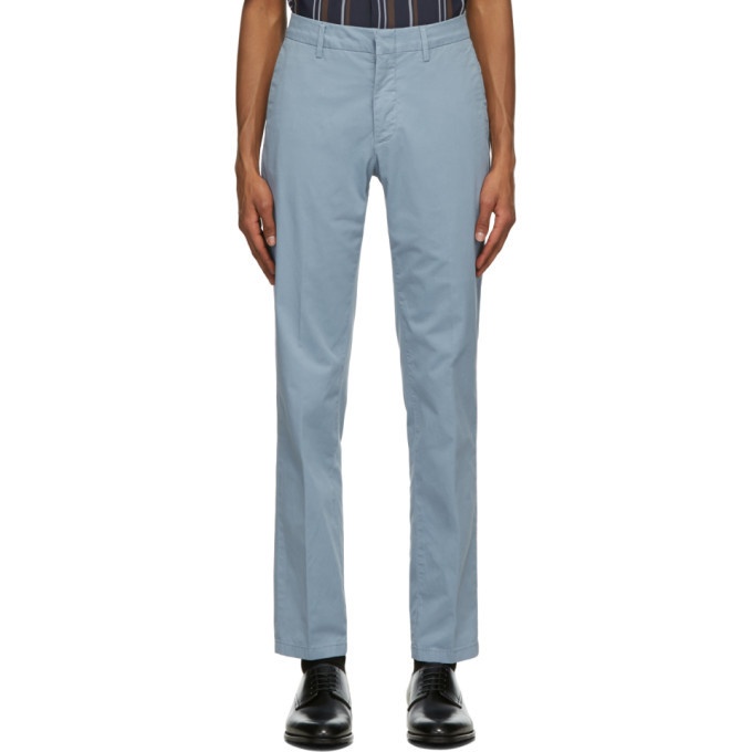 Photo: Dunhill Blue Cotton Twill Chino Trousers