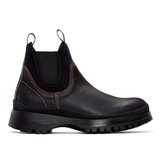 Photo: Prada Black Leather and Neoprene Chelsea Boots