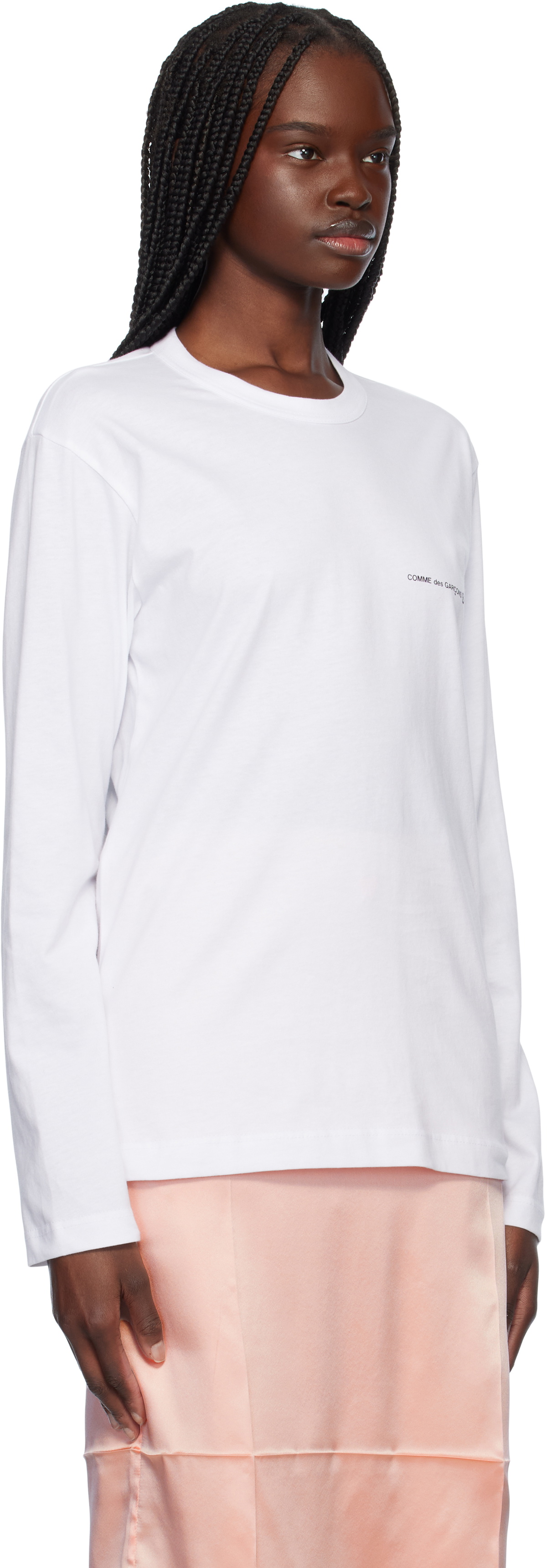 Comme des Garçons Shirt White Basic Logo L/S Jersey T-shirt
