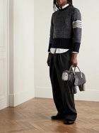 Thom Browne - Striped Donegal Wool and Mohair-Blend Tweed Sweater - Black