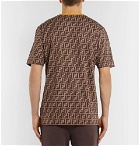 Fendi - Logo-Print Cotton-Jersey T-Shirt - Brown