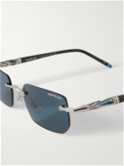 Montblanc - Meisterstück Rimless Rectangular-Frame Silver-Tone and Acetate Sunglasses