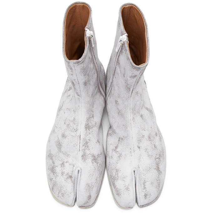 Maison Margiela White Painted Flat Tabi Boots Maison Margiela